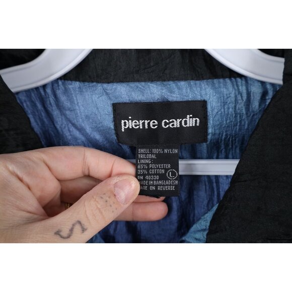 Vtg 90s Pierre Cardin Mens Large Spell Out Color Block Lined Windbreaker Jacket - Picture 6 of 13